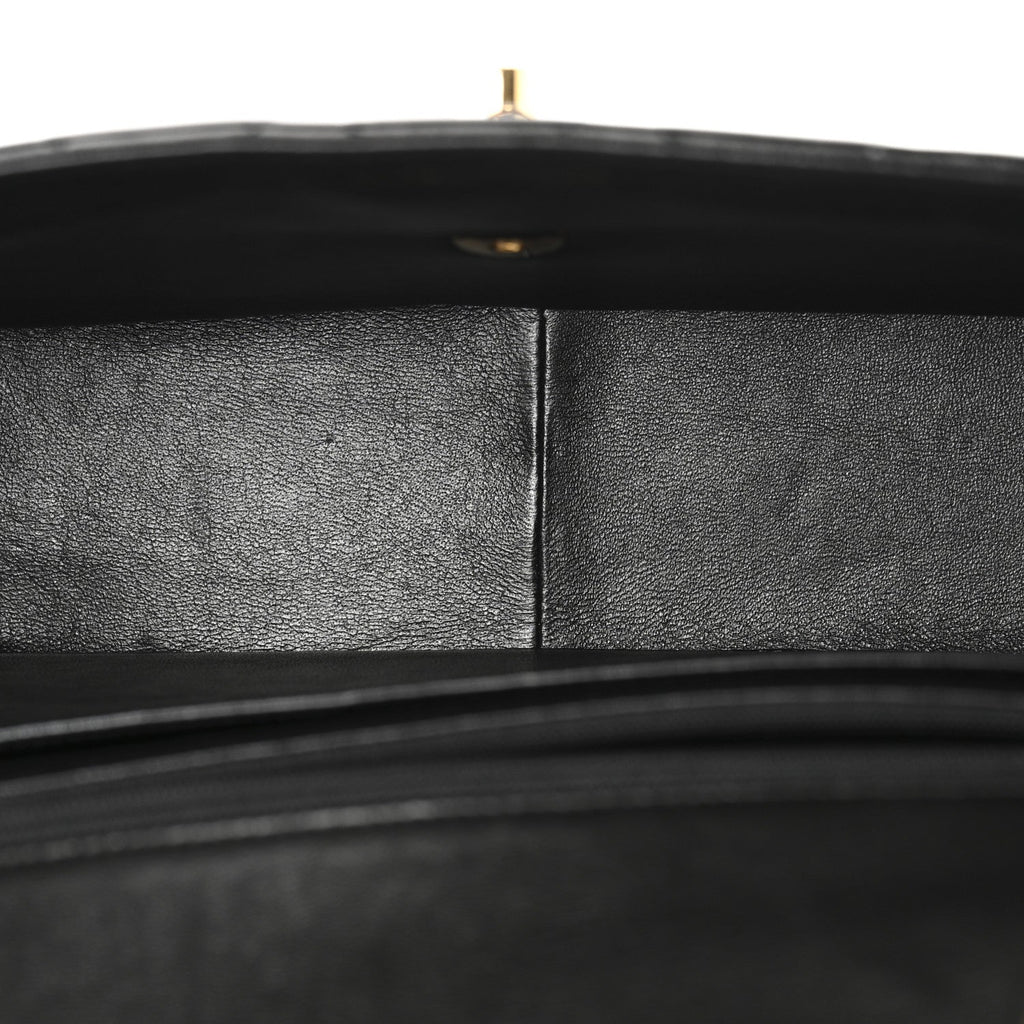 Lambskin Quilted Jumbo Single Flap Black