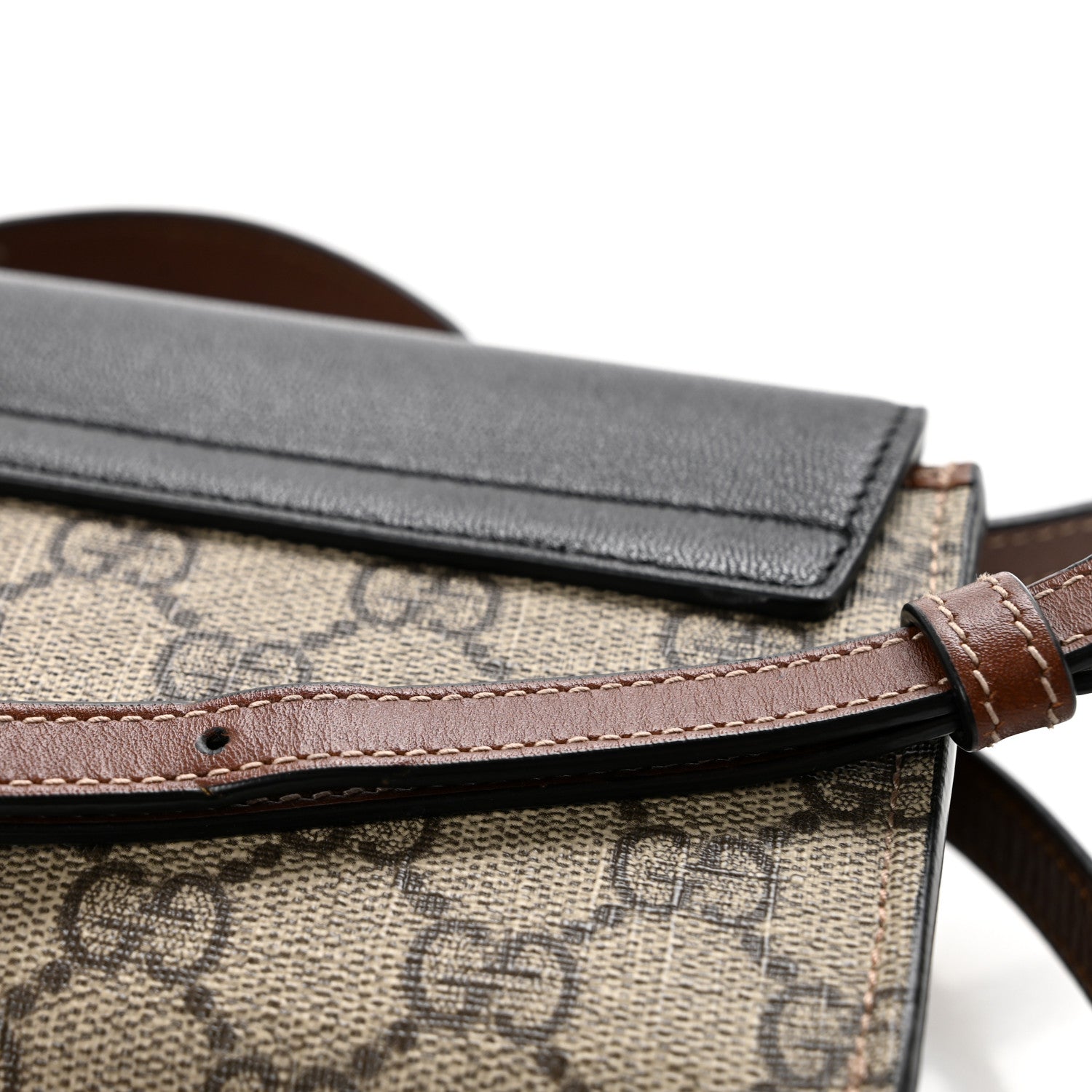 GG Supreme Monogram Calfskin Mini Padlock Top Handle Shoulder Bag Beige Black Cuir