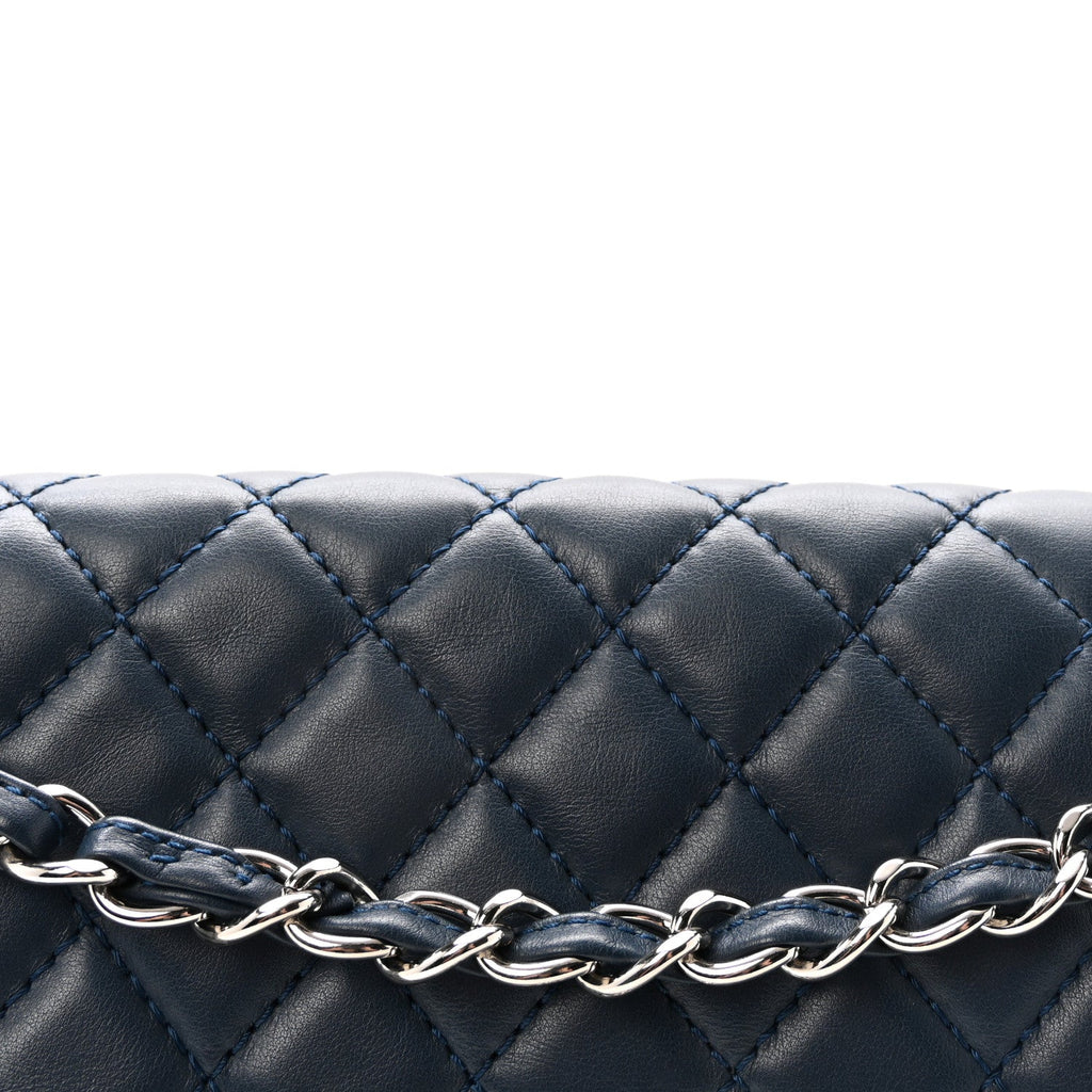 Calfskin Quilted In the Business Flap Dark Navy Blue