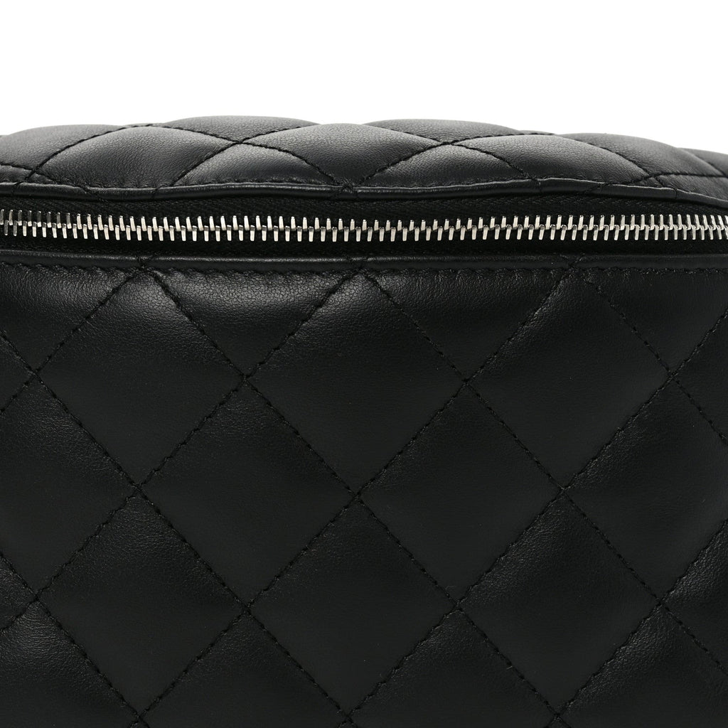Calfskin Quilted Waist Belt Bag Black