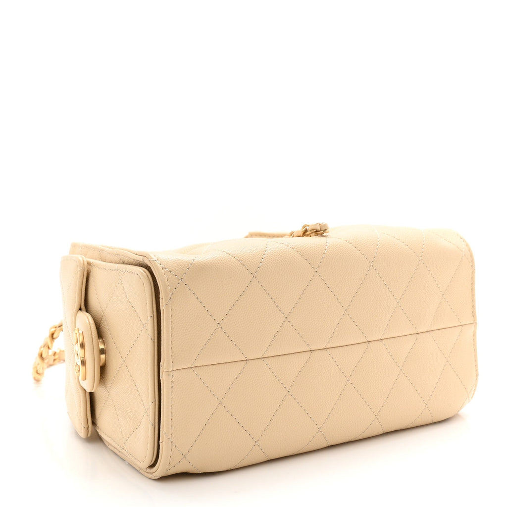 Caviar Quilted Mini Chanel 25 Handbag Beige