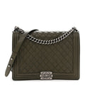 Calfskin Quilted Large Boy Flap Green