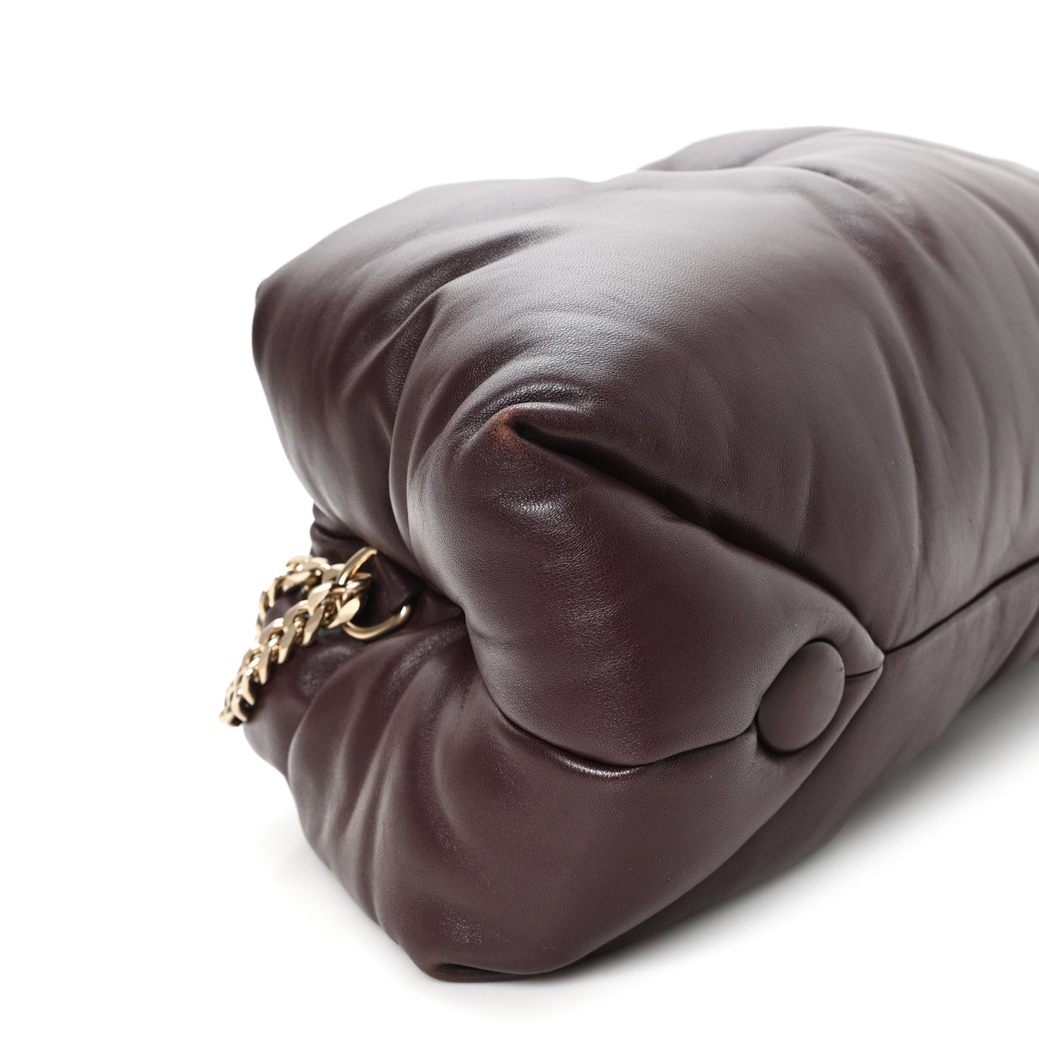 Lambskin Puffy Tobo Chain Shoulder Bag Chocolate