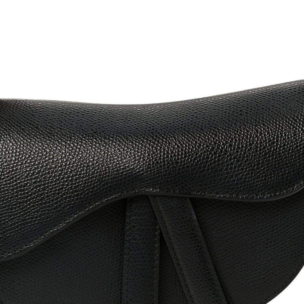 Grained Calfskin Mini Saddle Bag Black