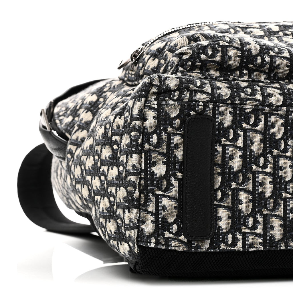 Oblique Calfskin Rider Backpack Beige Black