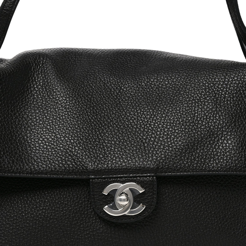 Grained Calfskin Small Souplissimo Maxi Flap Black