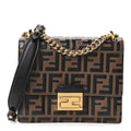 Vitello Liberty Bi-Color FF 1974 Embossed Small Kan U Shoulder Bag Maya Black