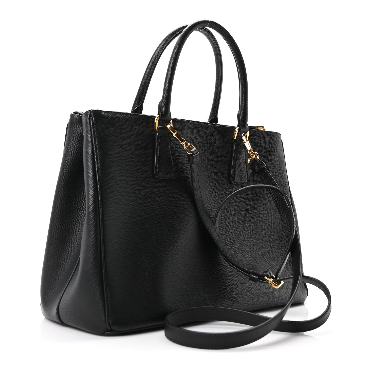 Saffiano Lux Large Galleria Double Zip Tote Black