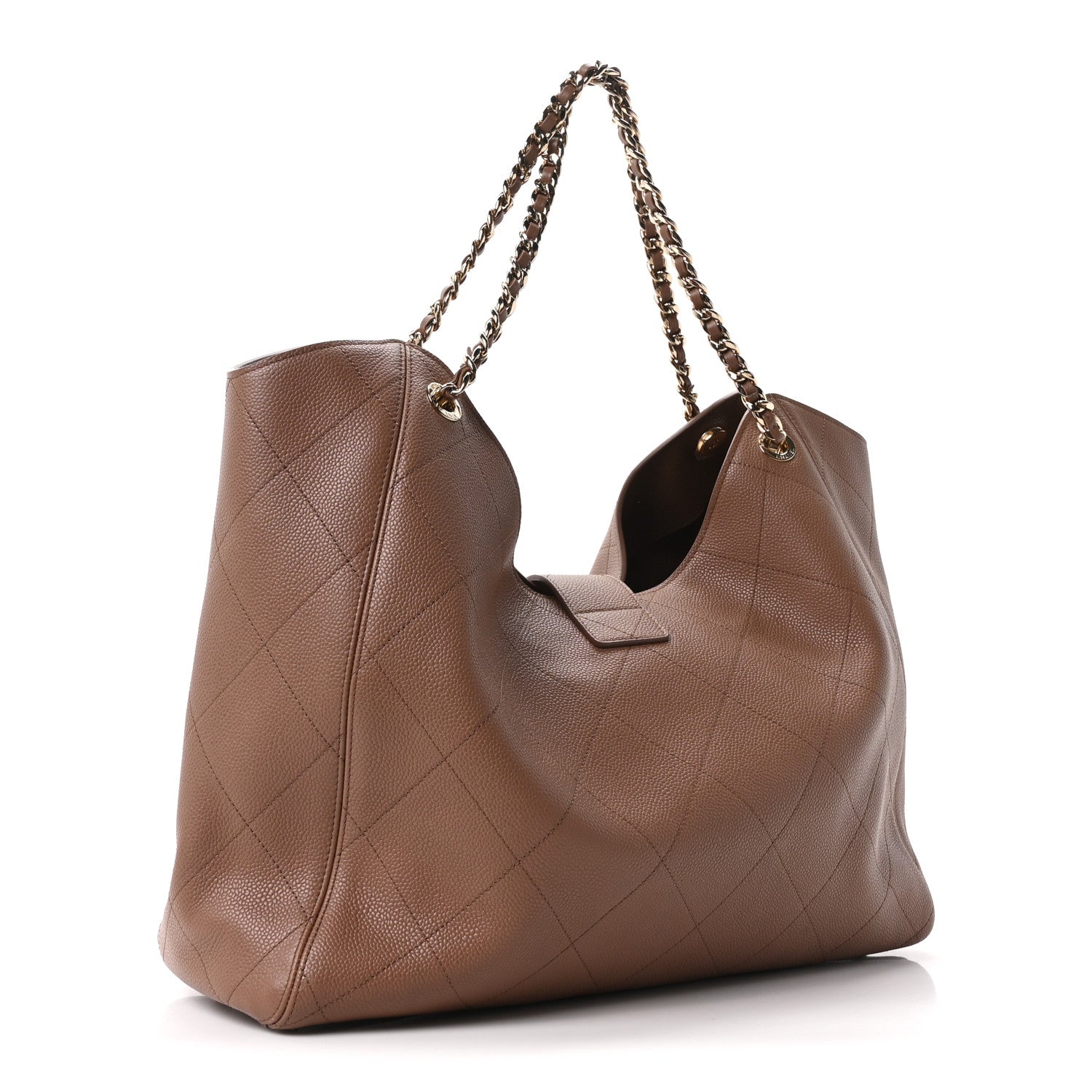 Grained Calfskin Maxi Shopping Bag Brown