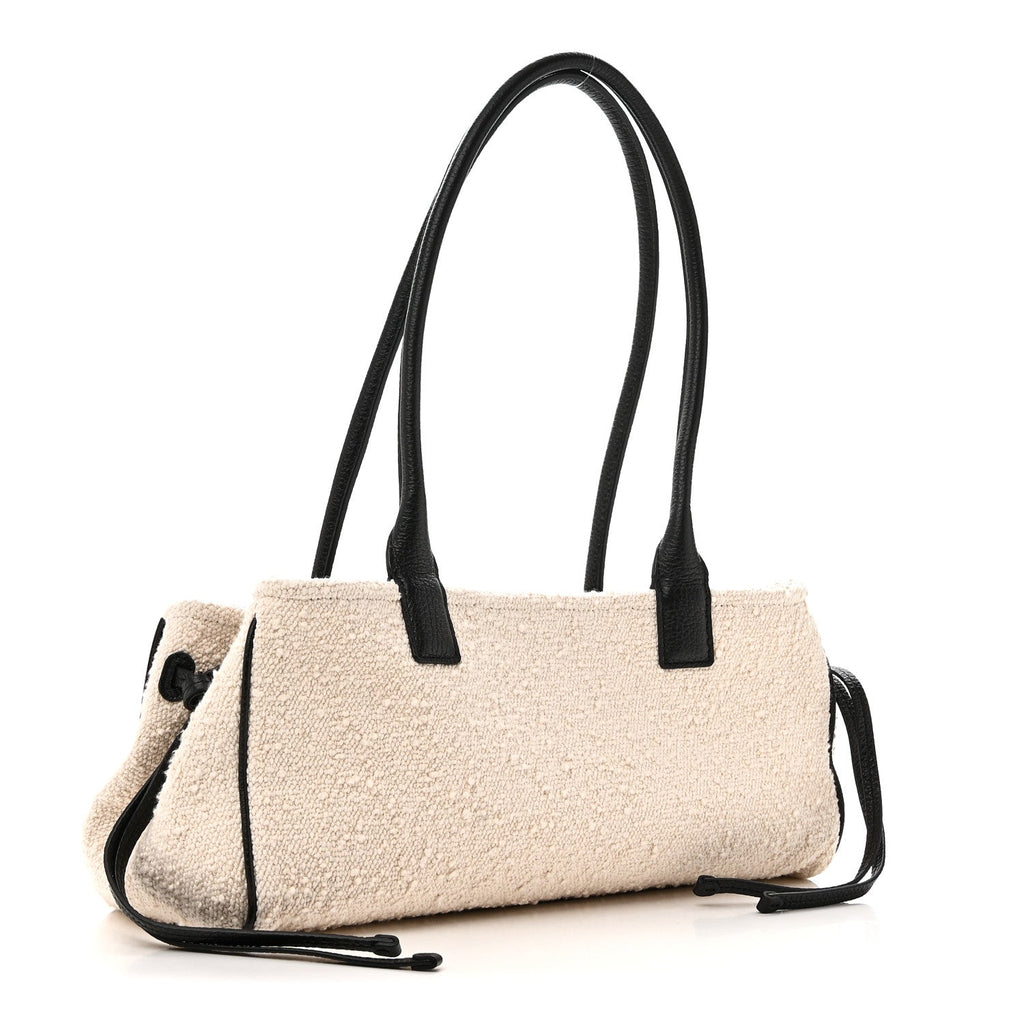 Grained Calfskin Boucle Urban Essentials Small Shopping Bag Black Ivory