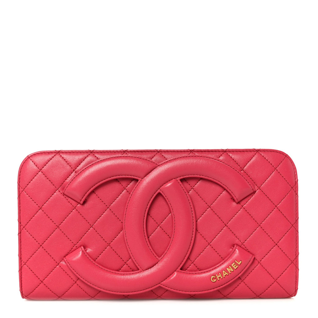Lambskin Quilted Coco Midnight Clutch Dark Pink