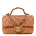 Caviar Quilted Mini Handy CC Flap Camel