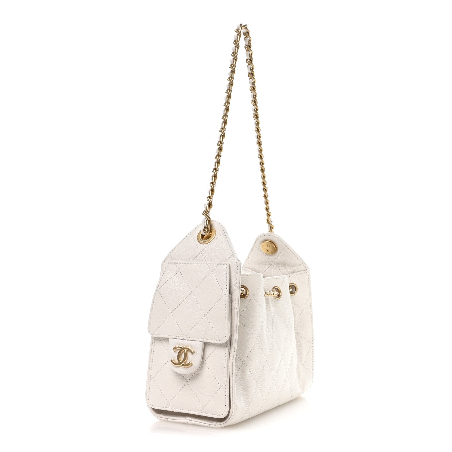 Caviar Quilted Mini Chanel 25 Handbag White