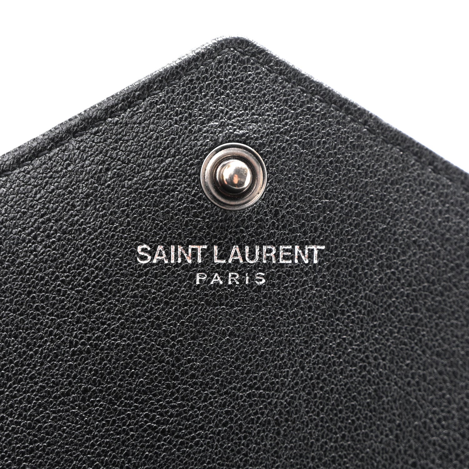 Sheepskin Tri-Quilt Monogram Envelope Chain Wallet Black