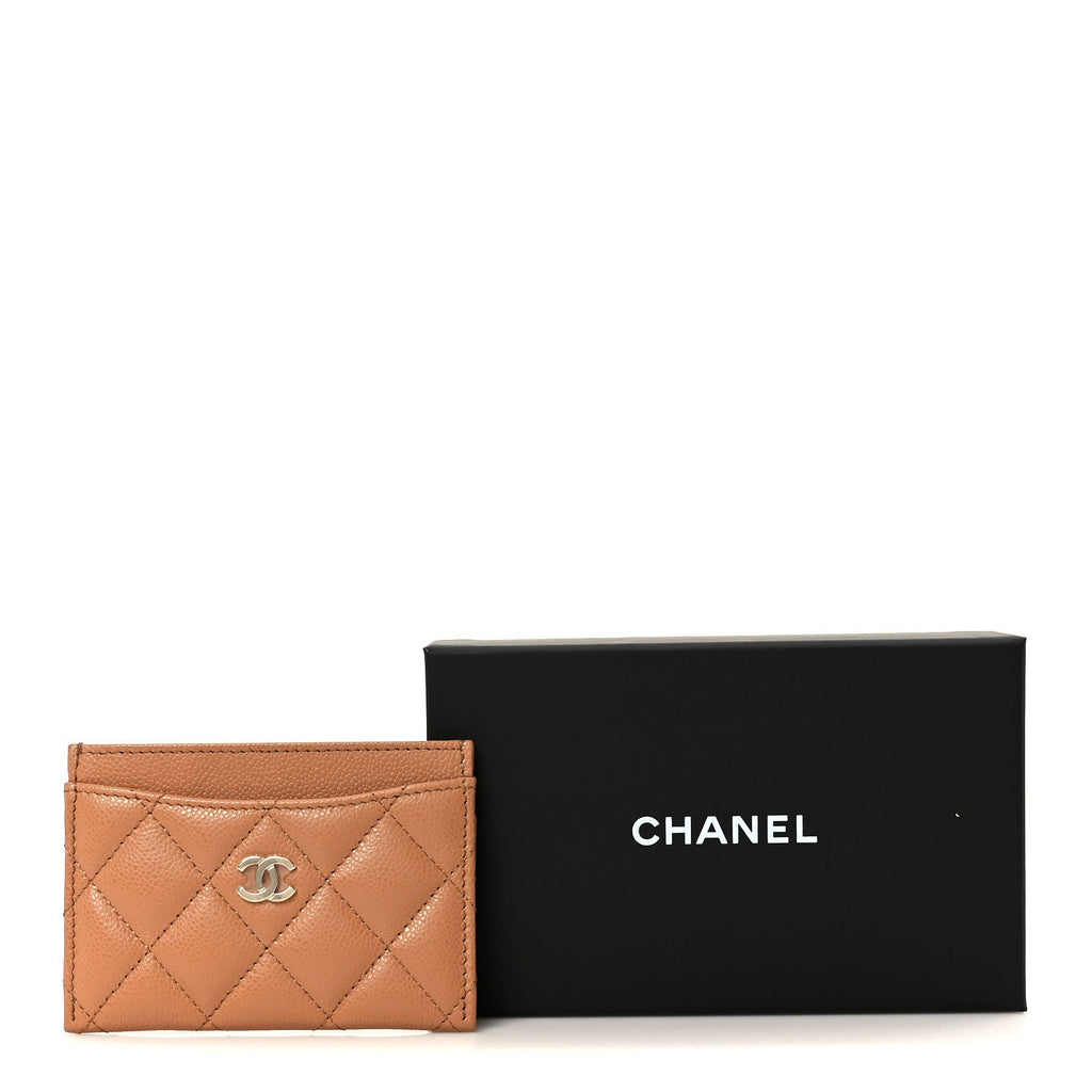 Caviar Quilted Card Holder Brown