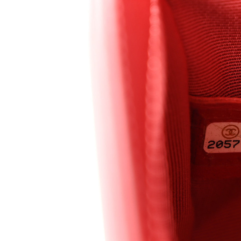 Calfskin Quilted Small Boy Flap Red
