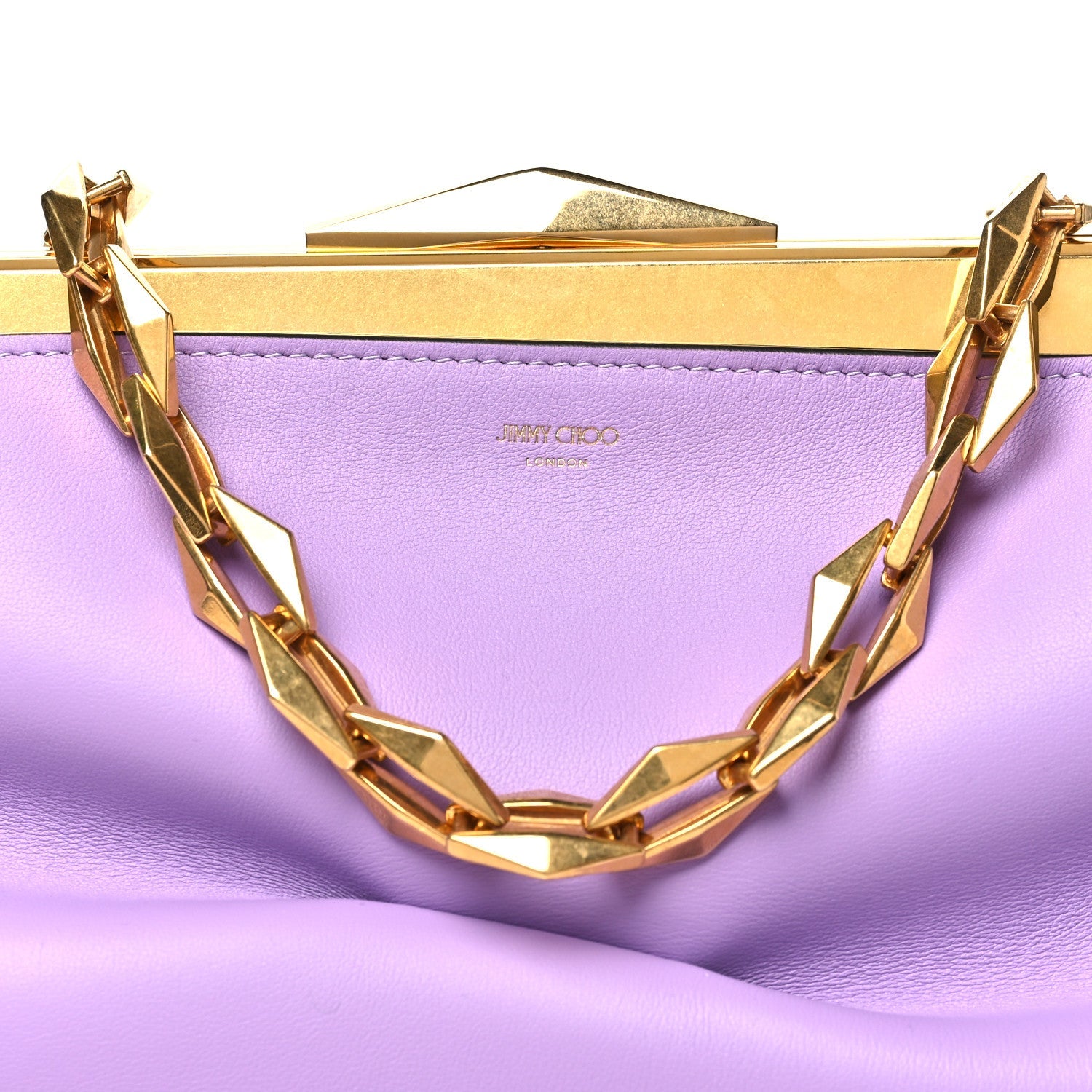 Box Calfskin Diamond Frame Clutch Wisteria
