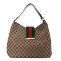 Monogram Large New Ladies Web Hobo Dark Brown