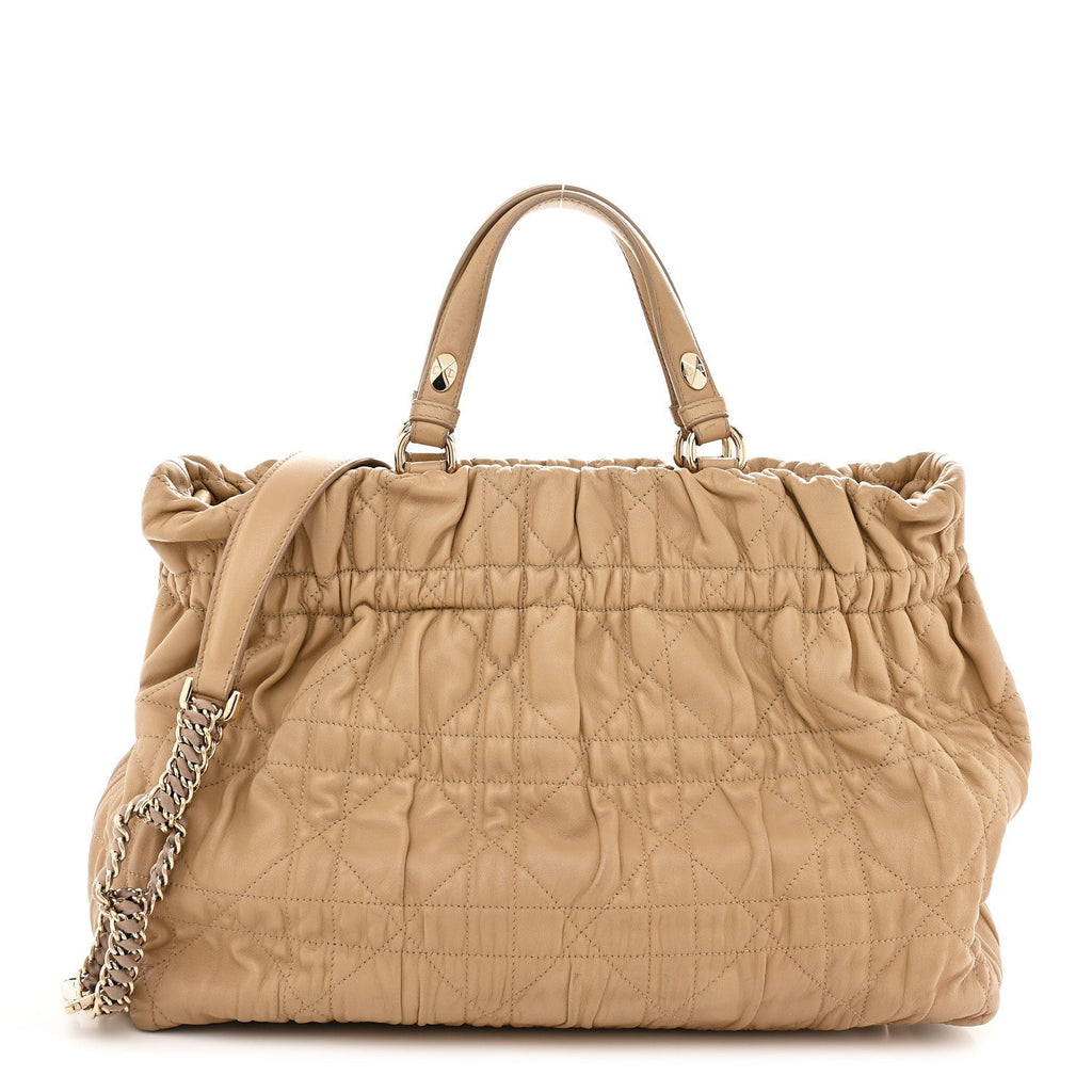 Gaufre Lambskin Cannage Delices Tote Beige