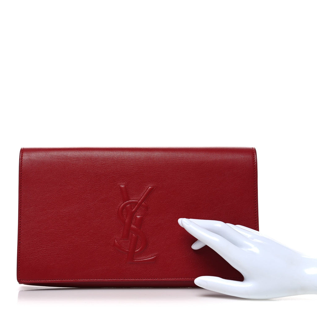 Calfskin Monogram Large Belle De Jour Clutch Red