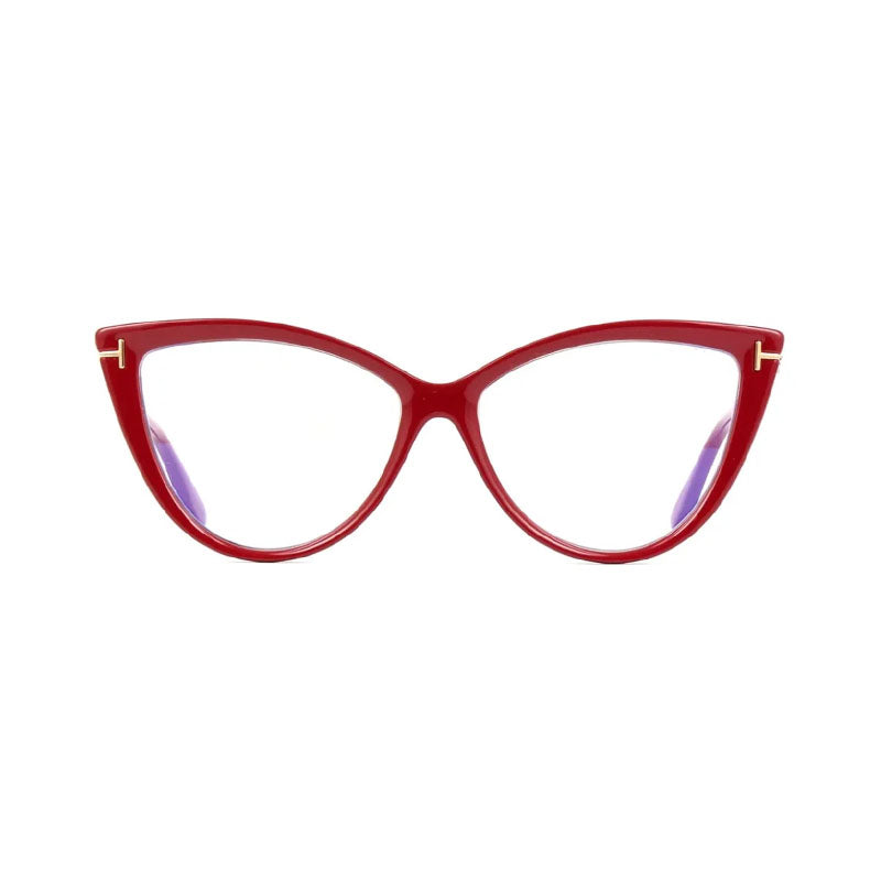 Tom Ford Eyeglasses Cat Eye Full Rim, Black Frame and Clear Blue Light Block Lens FT5843-B005