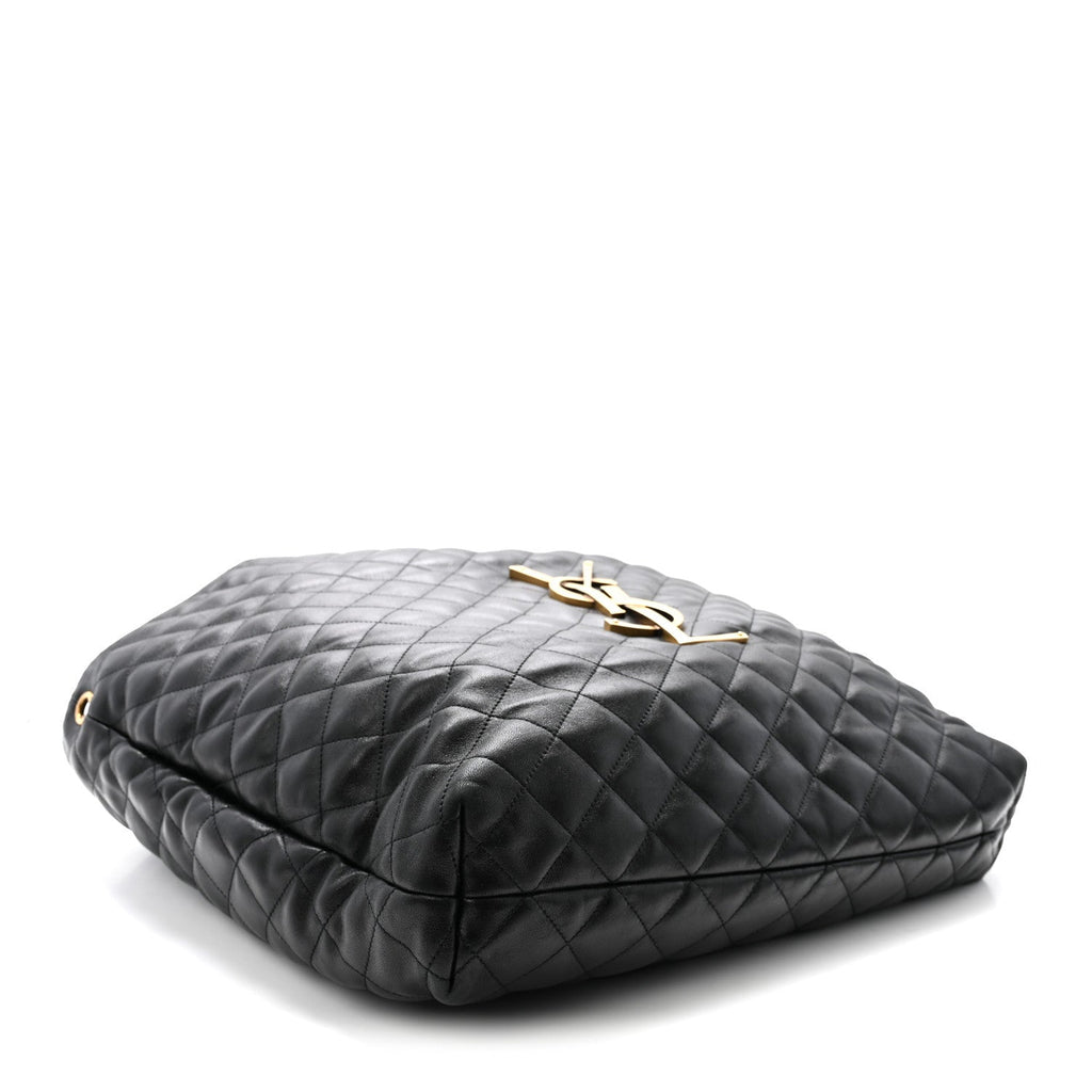 Lambskin Quilted Maxi Icare Shopping Tote Black
