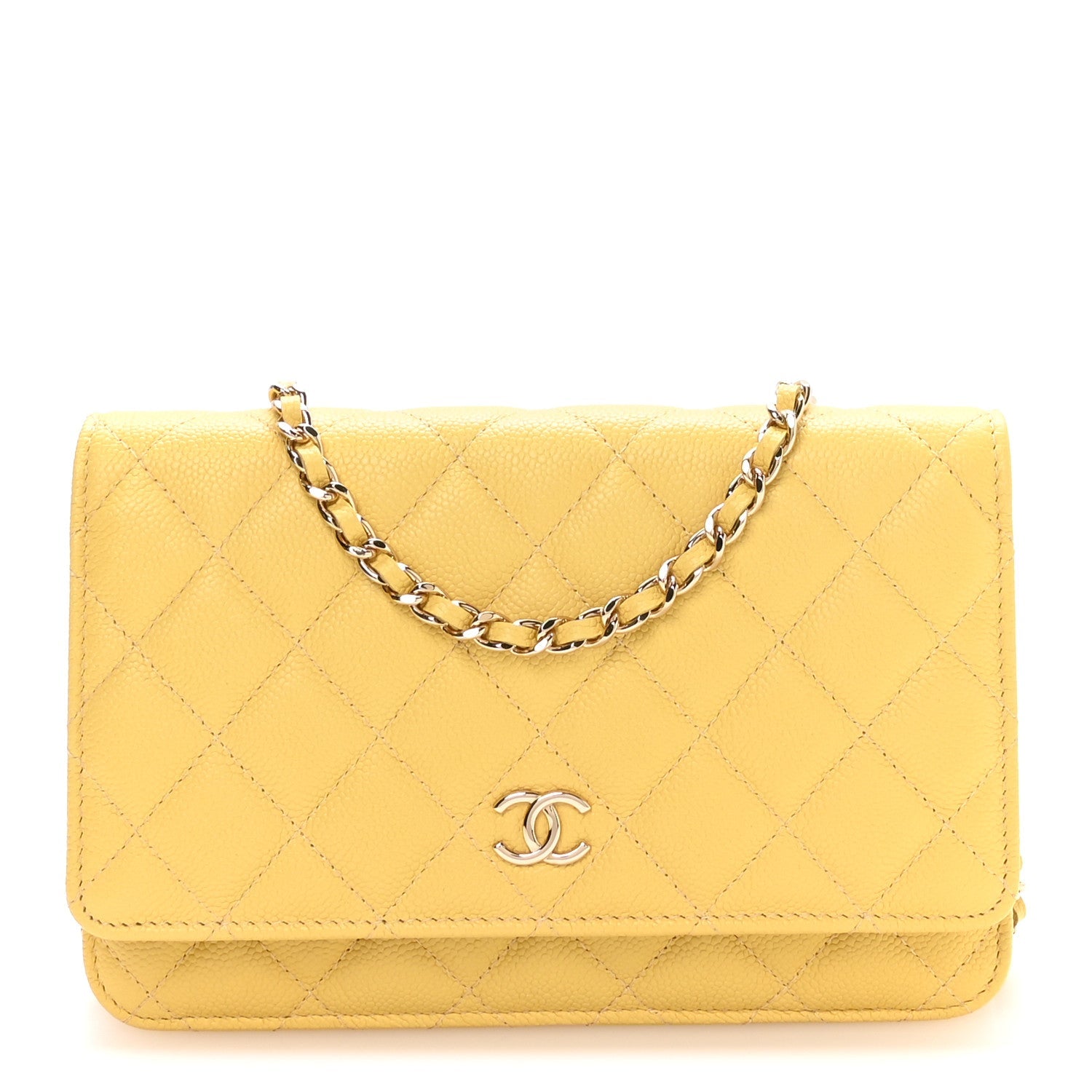 Caviar Quilted Tiny CC Wallet On Chain WOC Yellow
