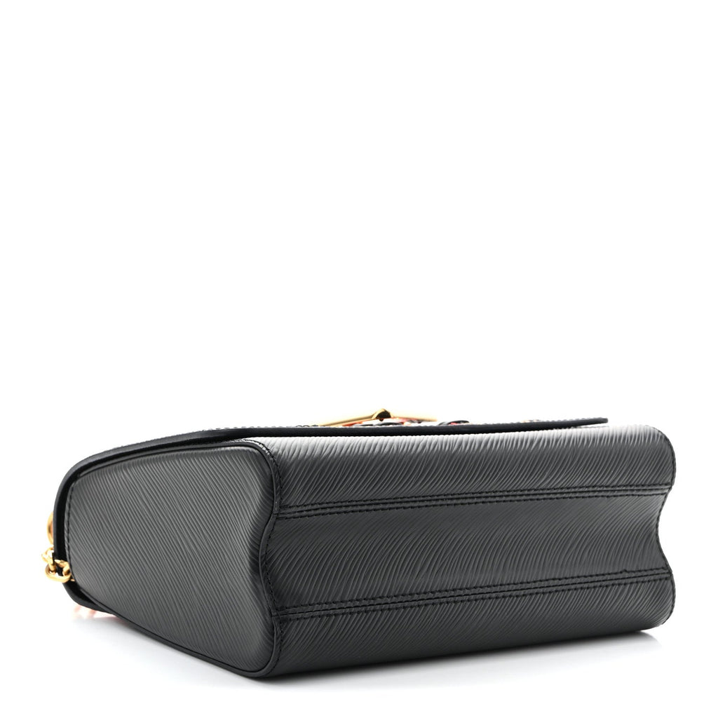 Epi Jungle Twist Shoulder Bag MM Black Coquelicot