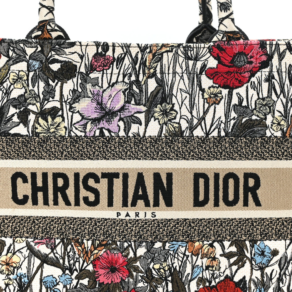 Canvas Embroidered Medium Mille Fleurs Book Tote Multicolor