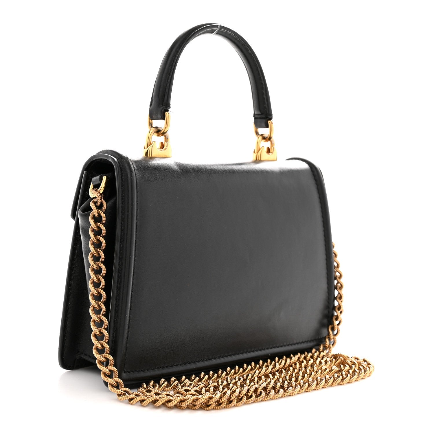 Smooth Calfskin Small Devotion Envelope Top Handle Bag Black