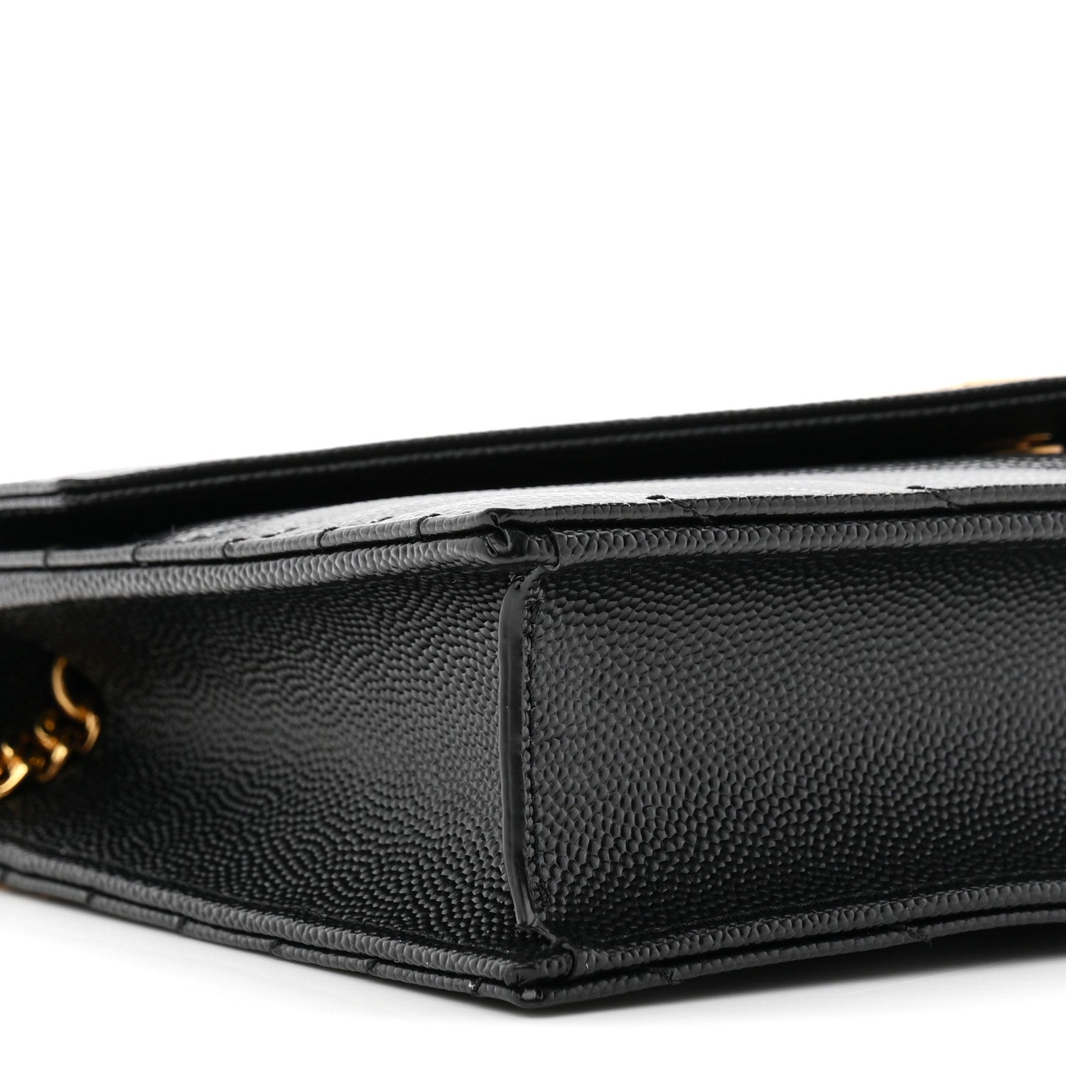 Grain De Poudre Matelasse Chevron Monogram Envelope Chain Wallet Black