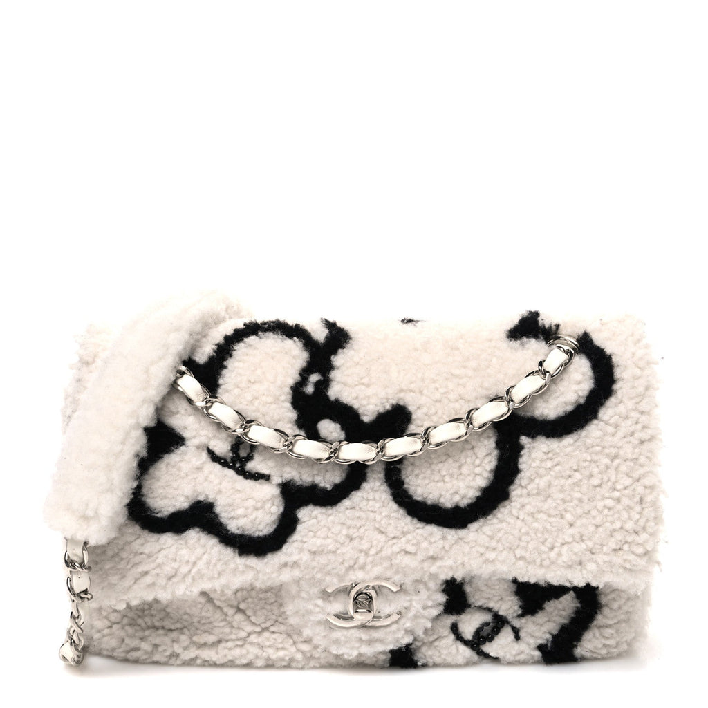 Wool Shearling Medium Single Flap White Black