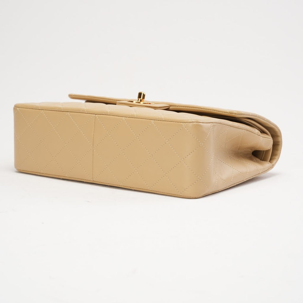 Chanel Vintage Medium Beige Classic Double Flap Bag 1991