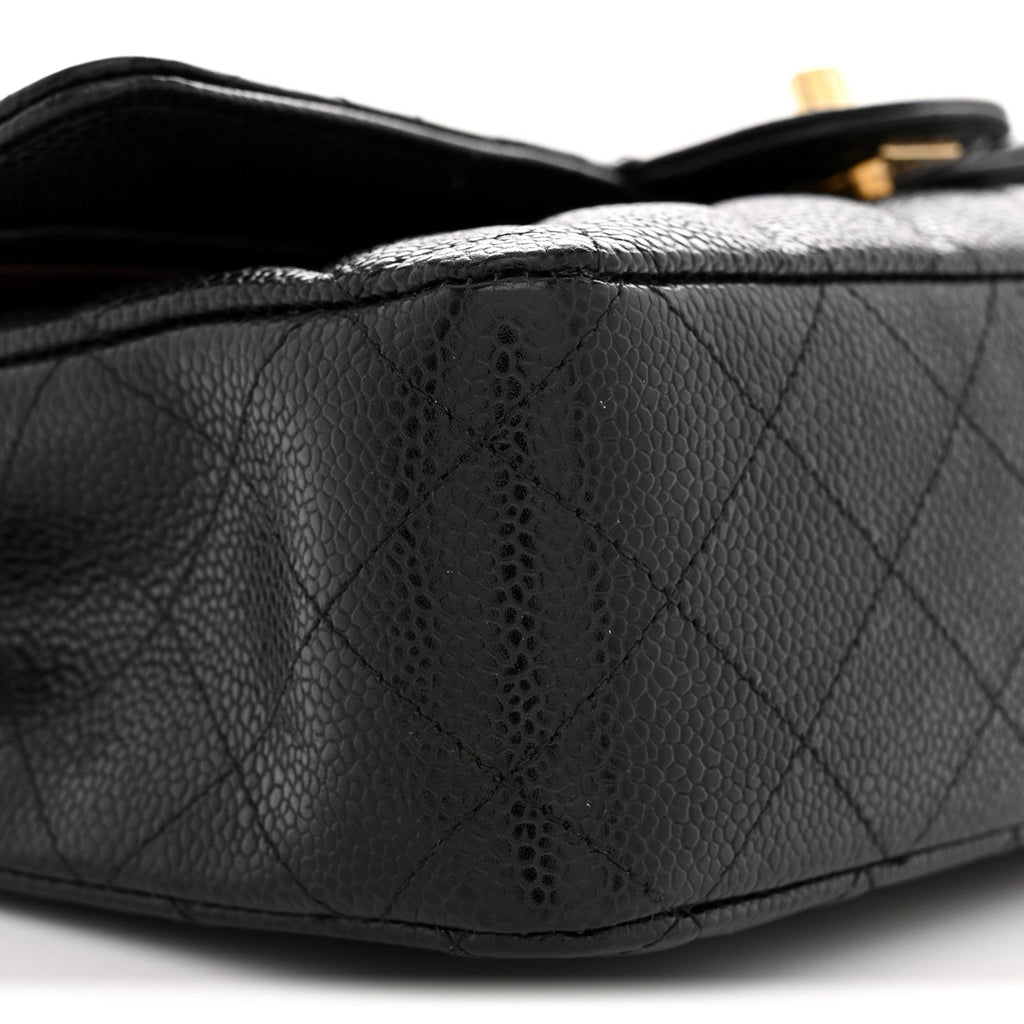 Caviar Quilted Medium Double Flap Black