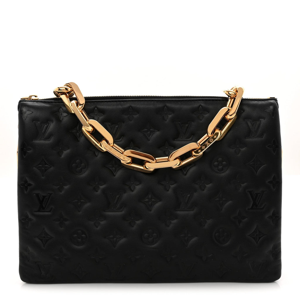 Lambskin Embossed Monogram Coussin MM Black