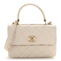 Lambskin Quilted Small Trendy CC Dual Handle Flap Bag White