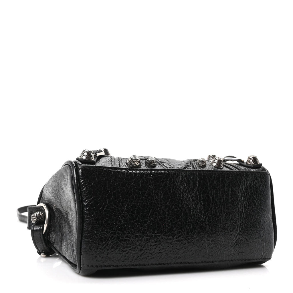 Agneau Arena Crystal Neo Nano Cagole Handbag Black
