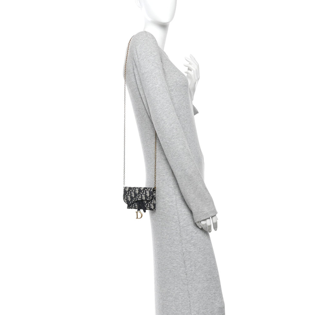 Oblique Nano Saddle Chain Pouch Blue