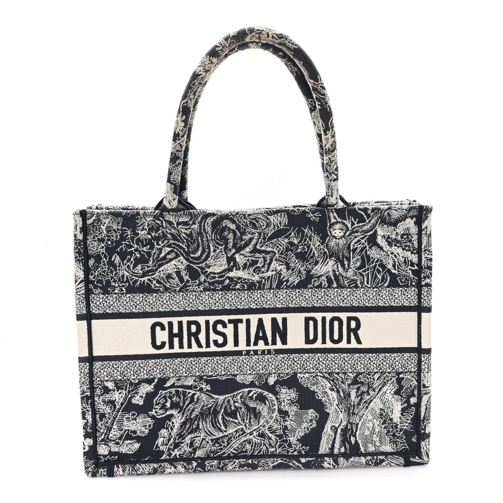 Canvas Embroidered Medium Dioriviera Toile De Jouy Reverse Book Tote Blue