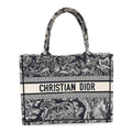 Canvas Embroidered Medium Dioriviera Toile De Jouy Reverse Book Tote Blue