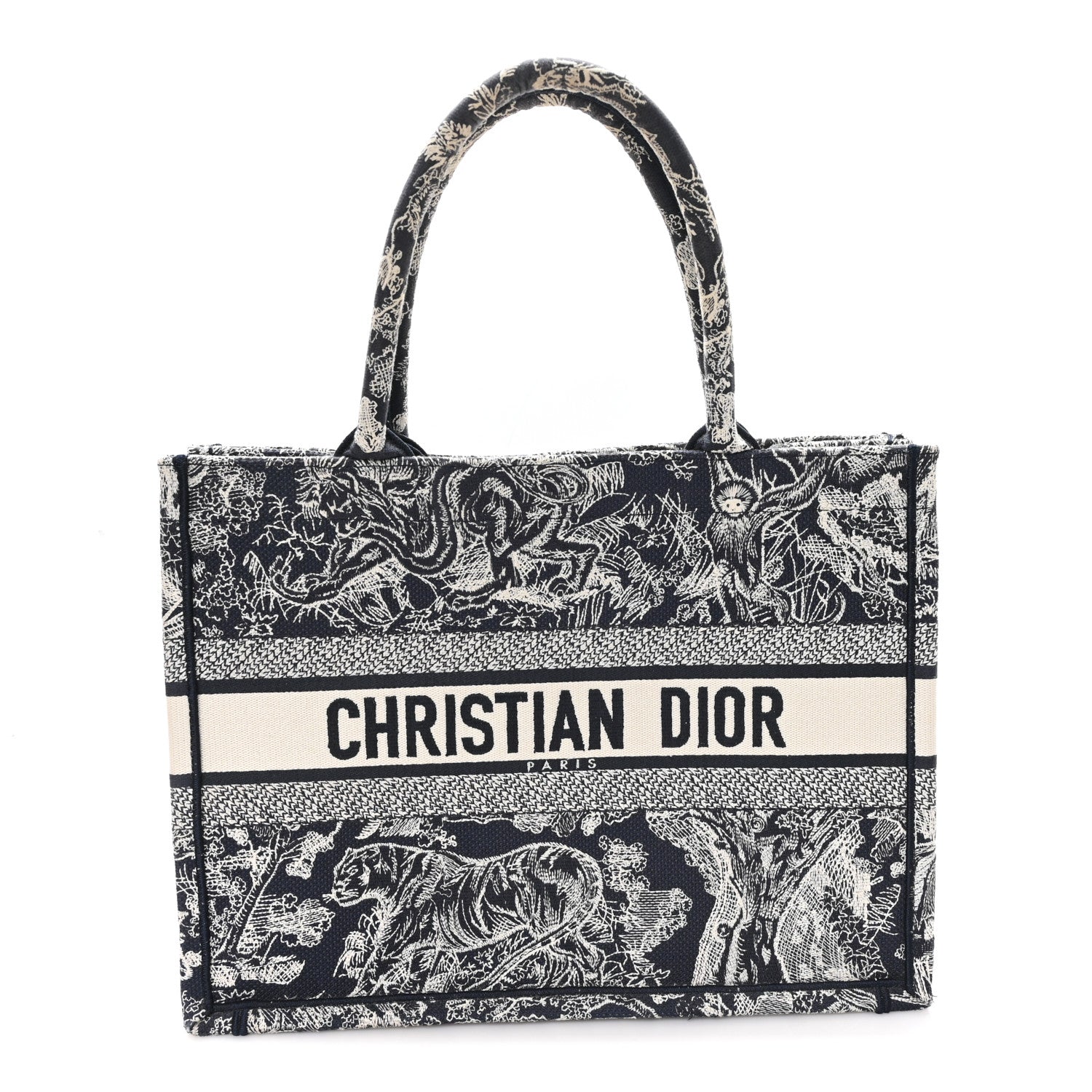 Canvas Embroidered Medium Dioriviera Toile De Jouy Reverse Book Tote Blue