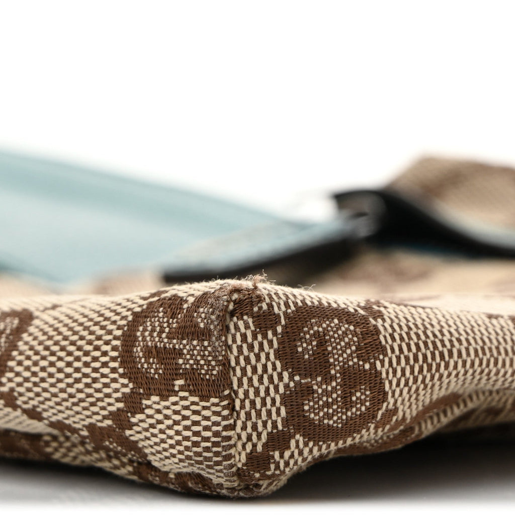 GG Monogram Web Double Pocket Belt Bag Turquoise