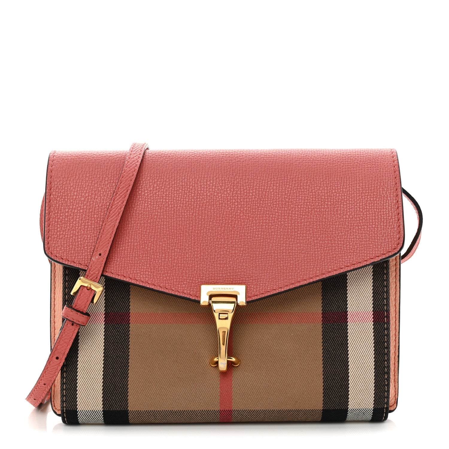 Derby Calfskin House Check Small Macken Crossbody Bag Copper Pink