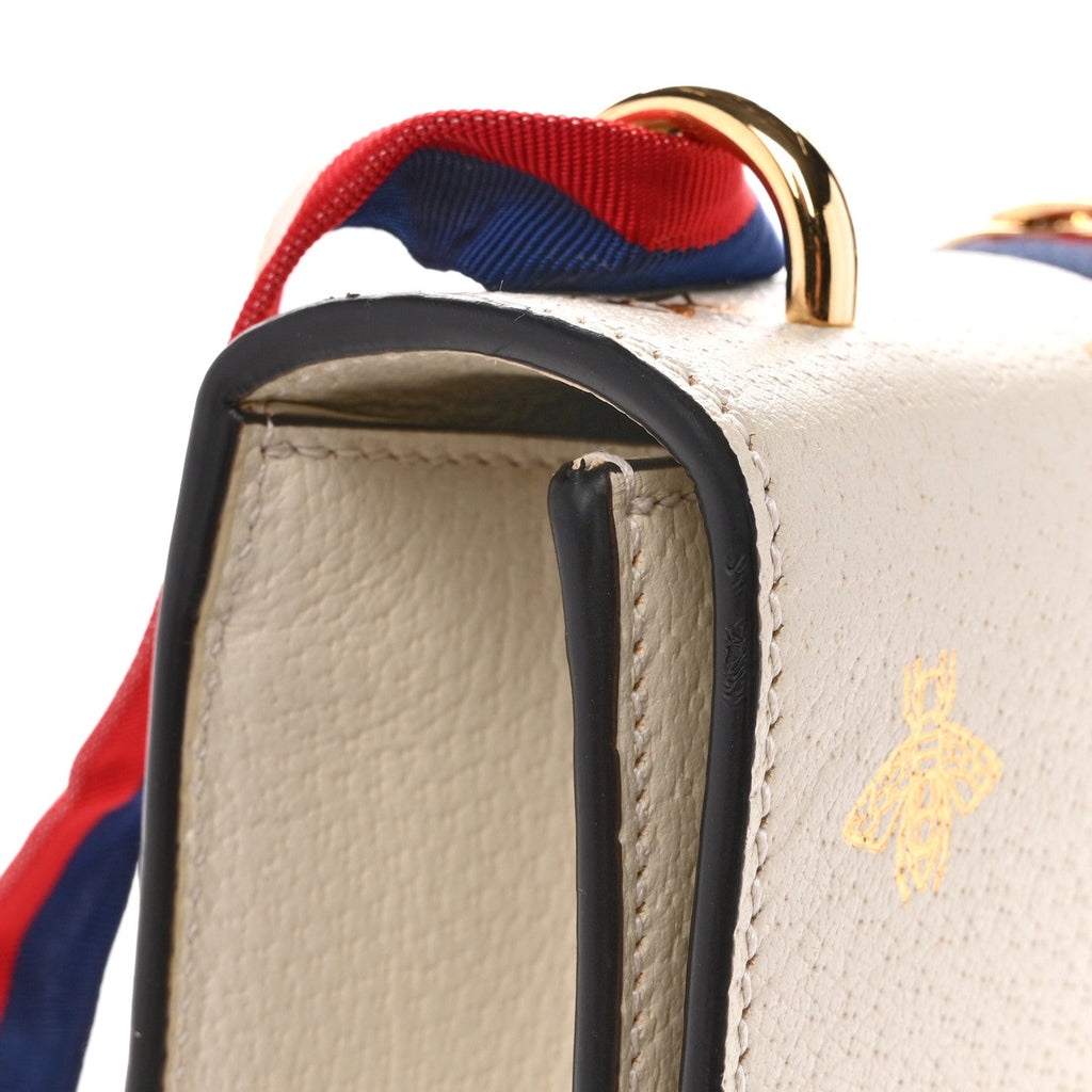 Textured Calfskin Bee Star Print Small Sylvie Shoulder Bag Mystic White