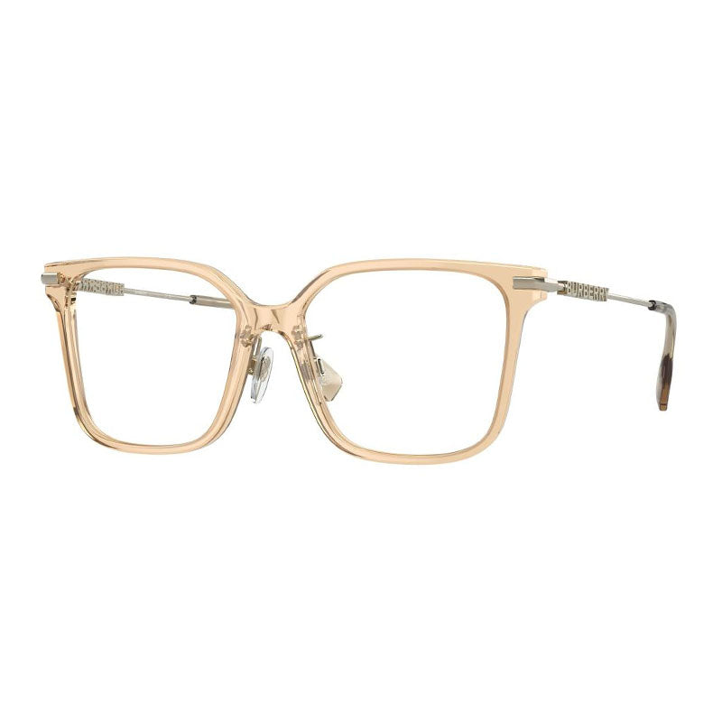 Burberry Eyeglasses Square Full Rim, Shiny Brown Frame and Clear Demo Lenses Lens BE23764063