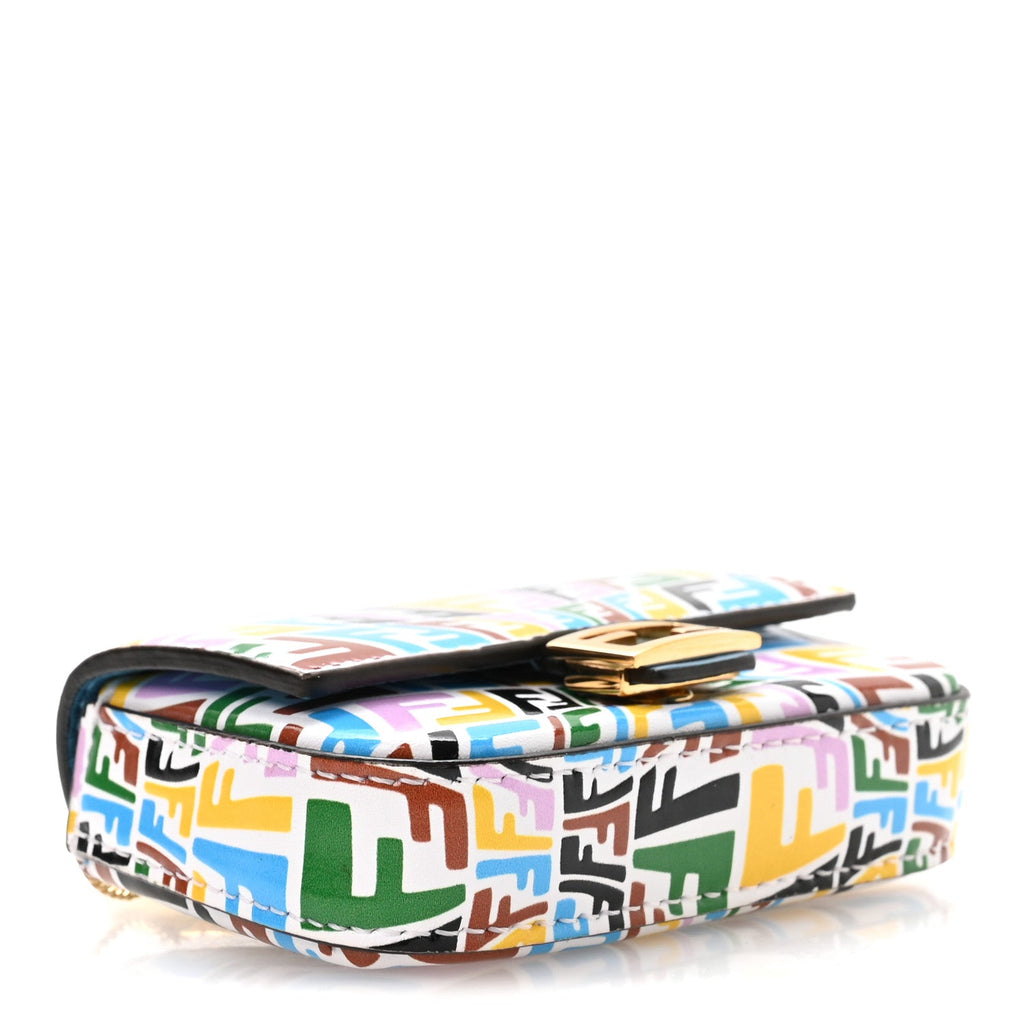 X SARAH COLEMAN Vitello Liberty Ceylon Micro FF Fish Eye Embossed Nano Baguette Charm Multicolor Cyber Blue
