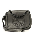 Metallic Pebbled Calfskin Small Soho Flap Crossbody Sasso