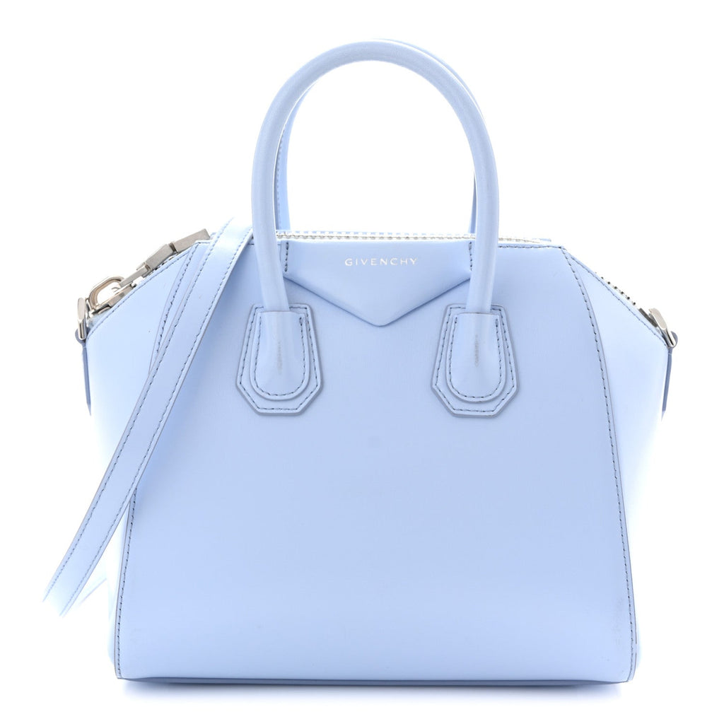 Shiny Lord Calfskin Mini Antigona Baby Blue