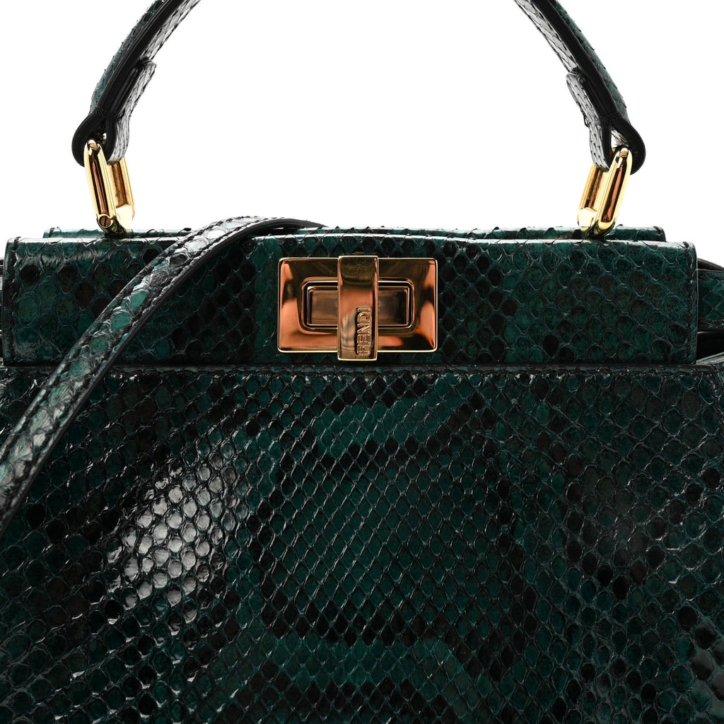 Snakeskin Shiny Nappa Mini Peekaboo Iconic Satchel Green