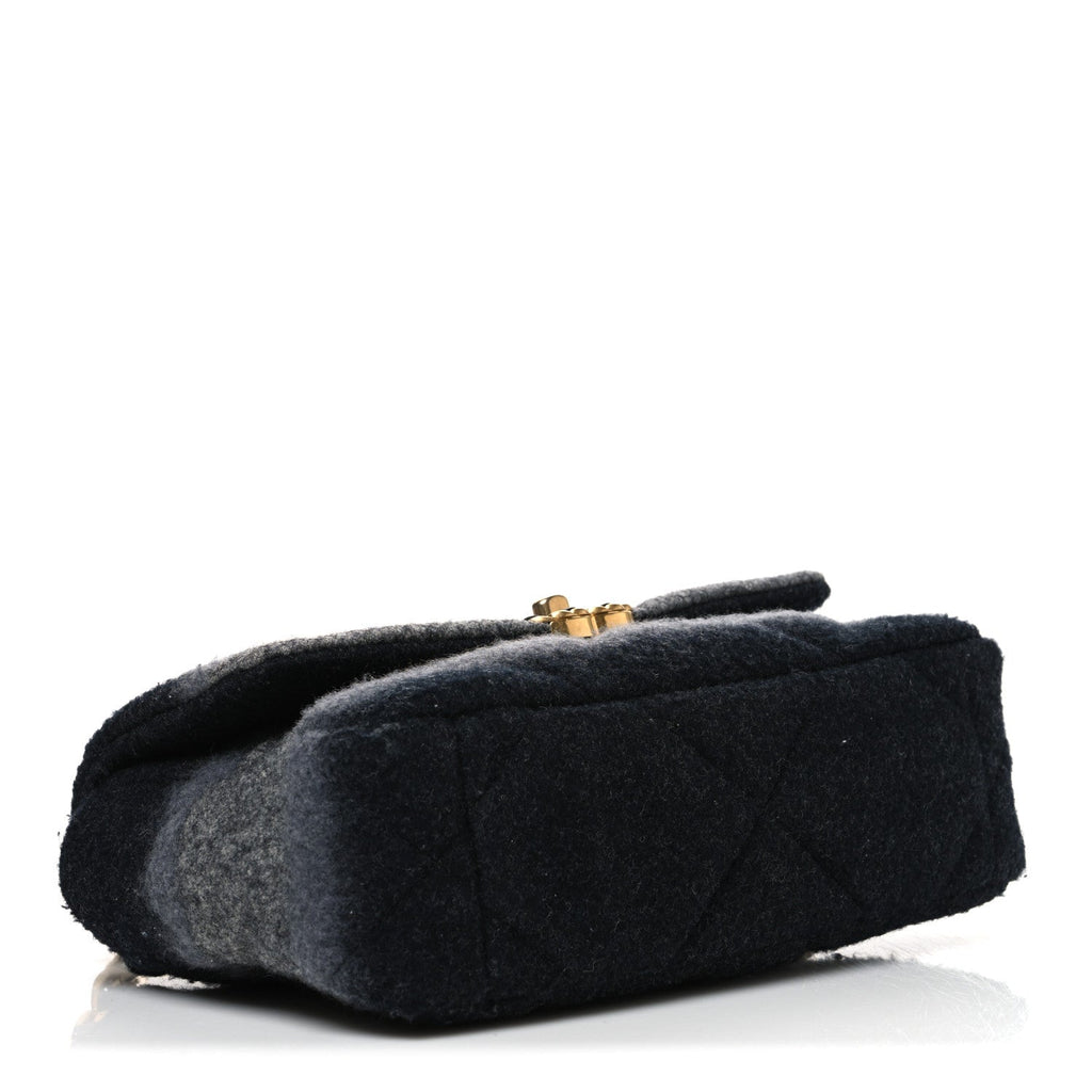 Wool Quilted Medium Chanel 19 Flap Black Grey